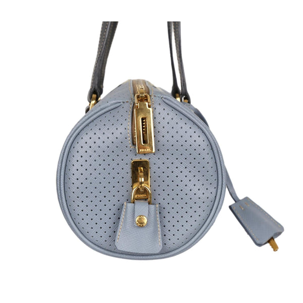 Prada Blue Perforated Cylinder Shoulder Bag - Handbags