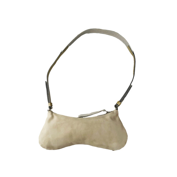 Prada Bone Suede Mixed Media Micro Shoulder Bag - Handbags