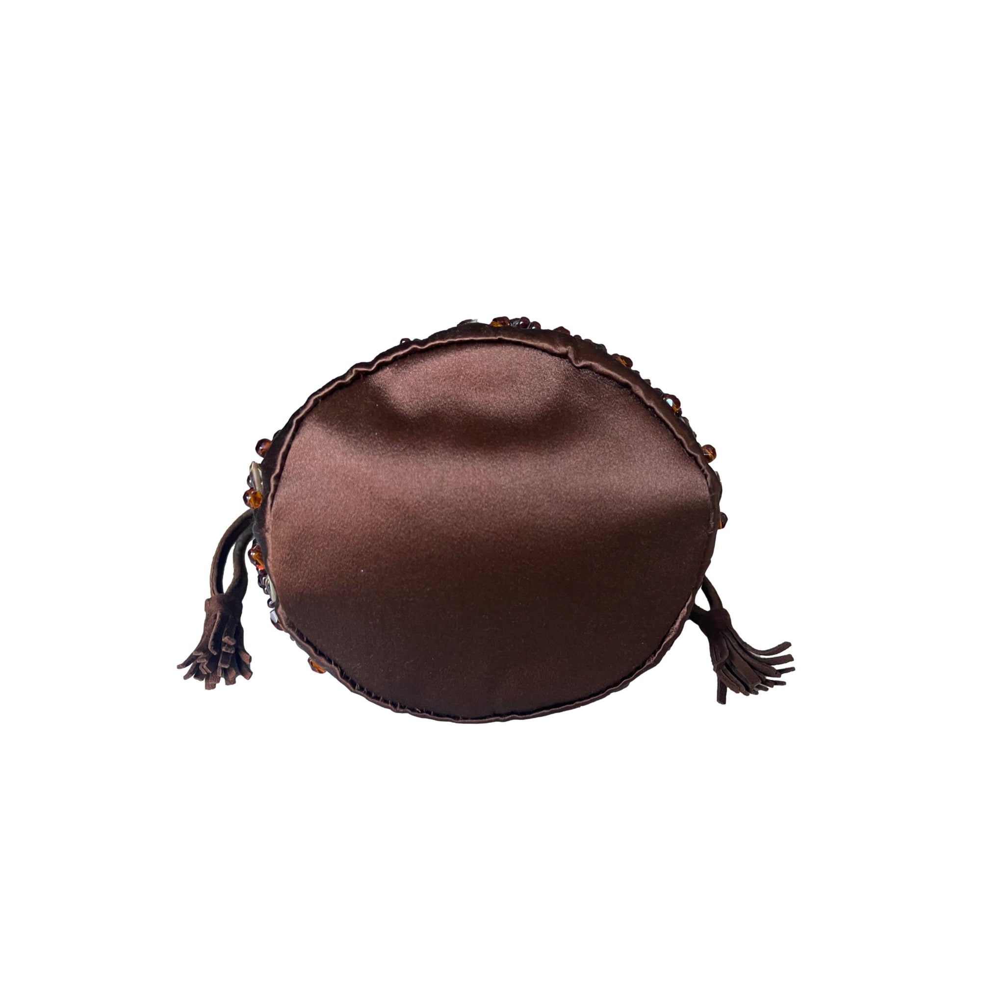 Prada Brown Beaded Mini Drawstring Bag - Handbags