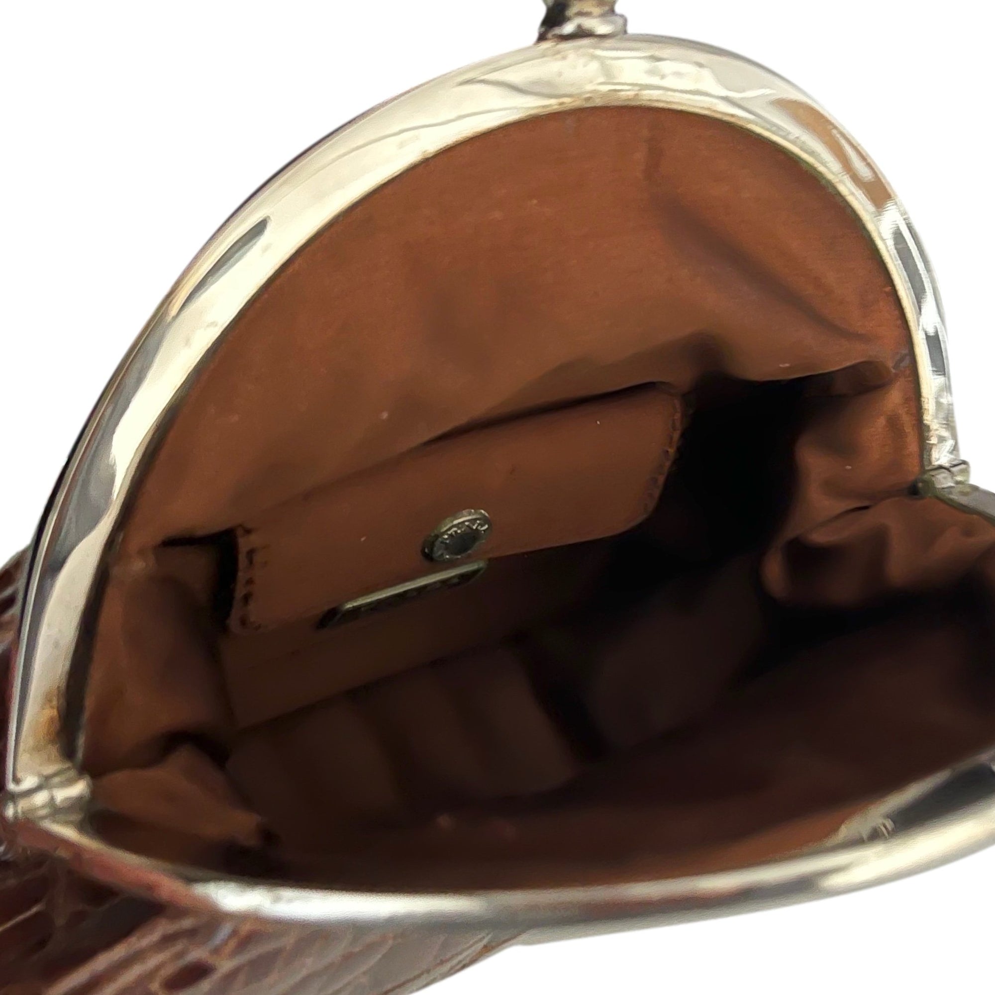 Prada Brown Croc Embossed Mini Bag - Handbags