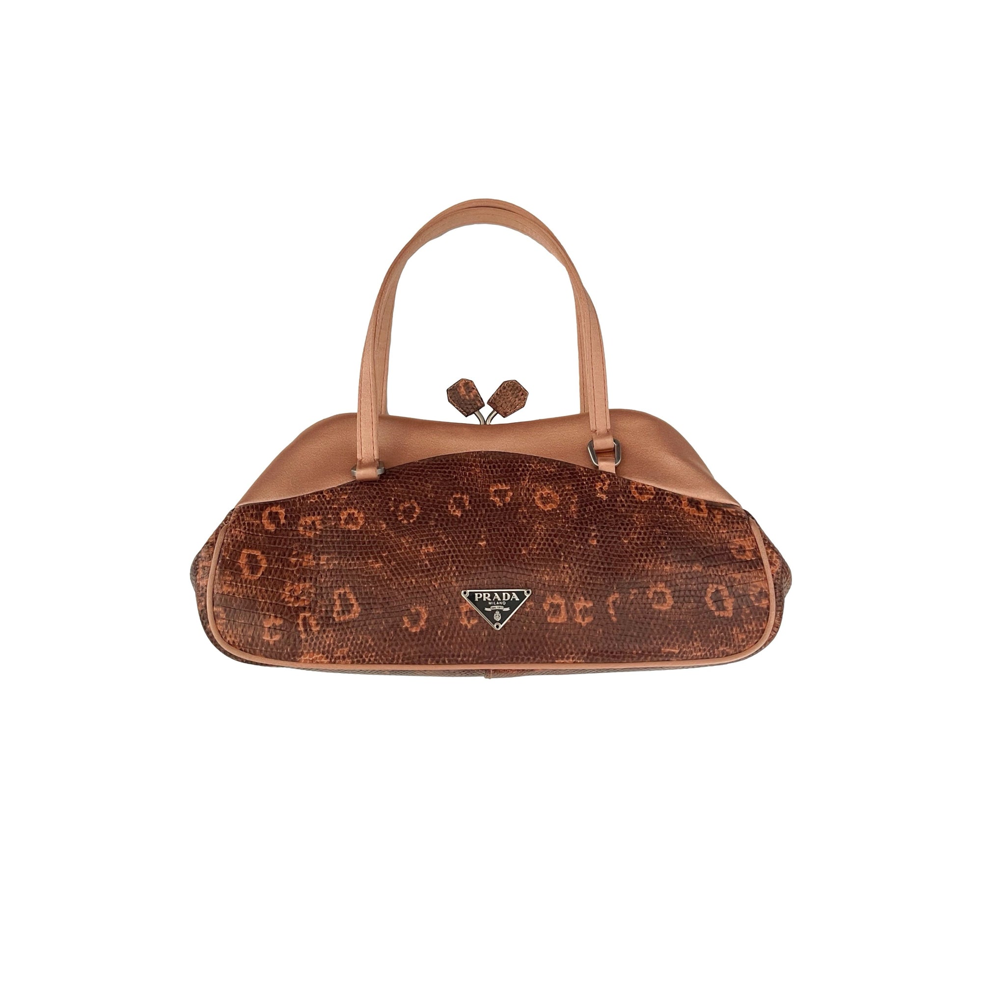 Prada Brown Lizard Satin Mini Bag - Handbags