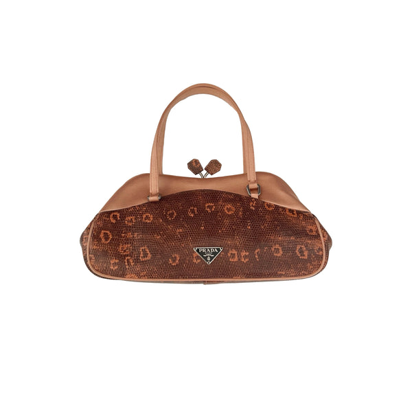 Prada Brown Lizard Satin Mini Bag - Handbags