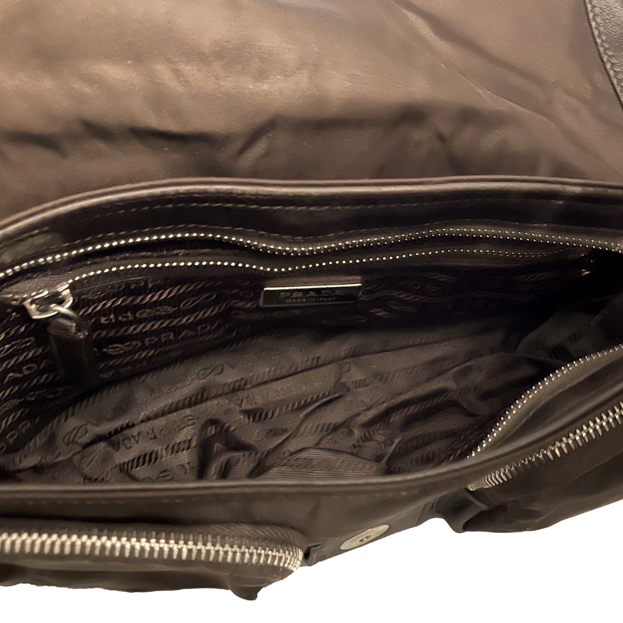 Prada Brown Nylon/Leather Shoulder Bag - Handbags