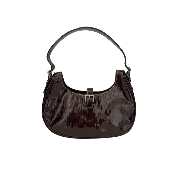 Prada Brown Patent Leather Shoulder Bag - Handbags