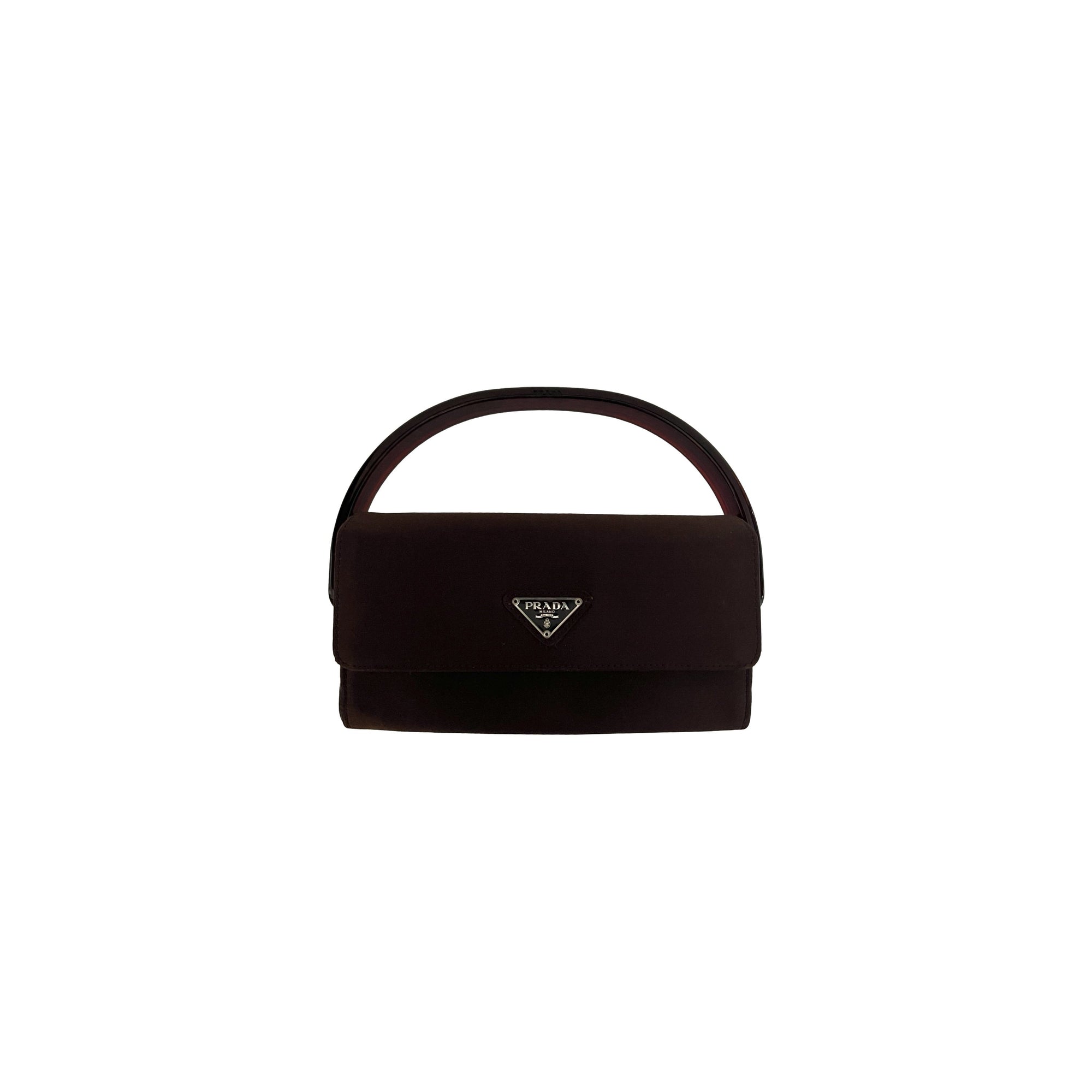 Prada Brown Satin Mini Box Bag - Handbags