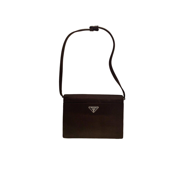 Prada Brown Satin Mini Shoulder Bag - Handbags