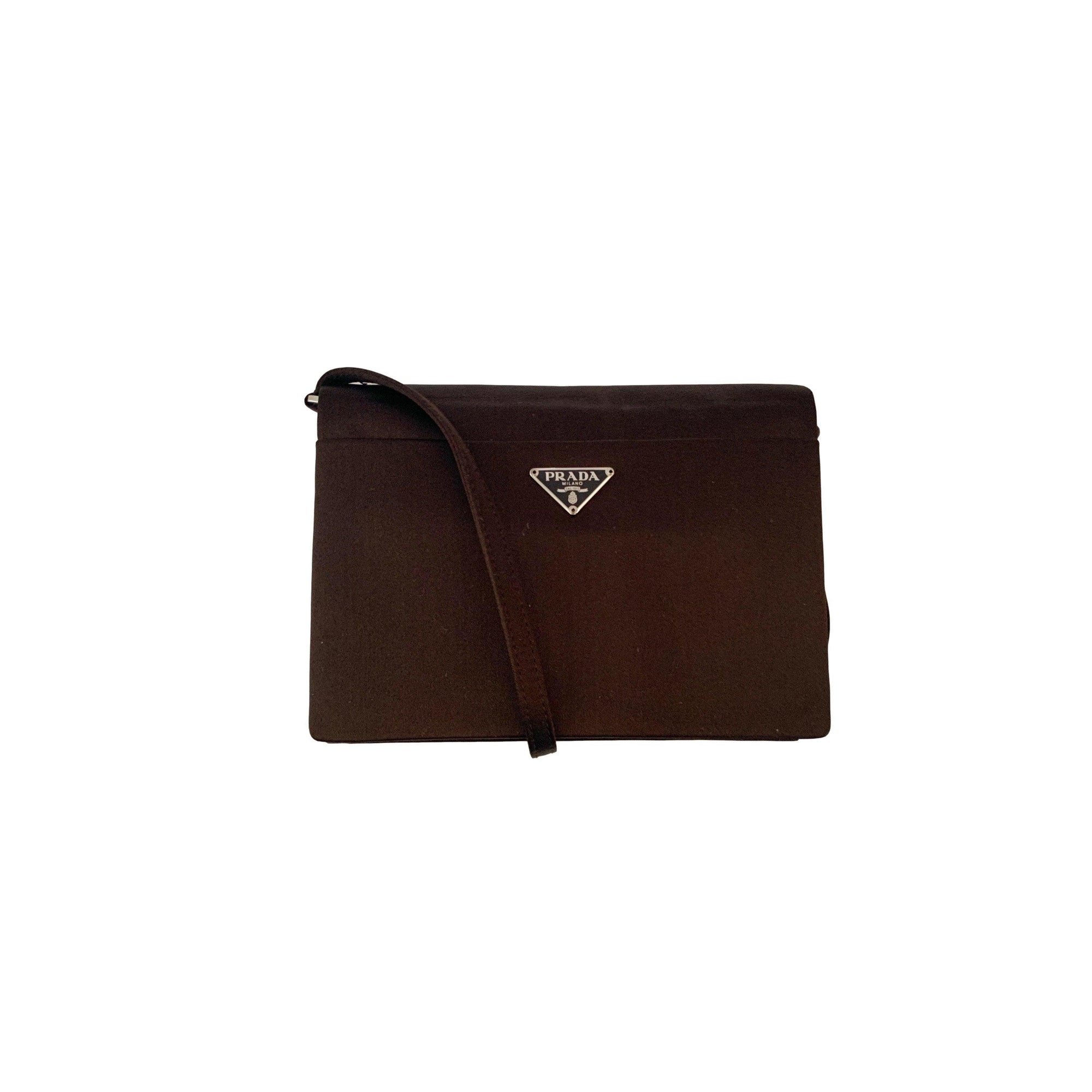 Prada Brown Satin Mini Shoulder Bag - Handbags