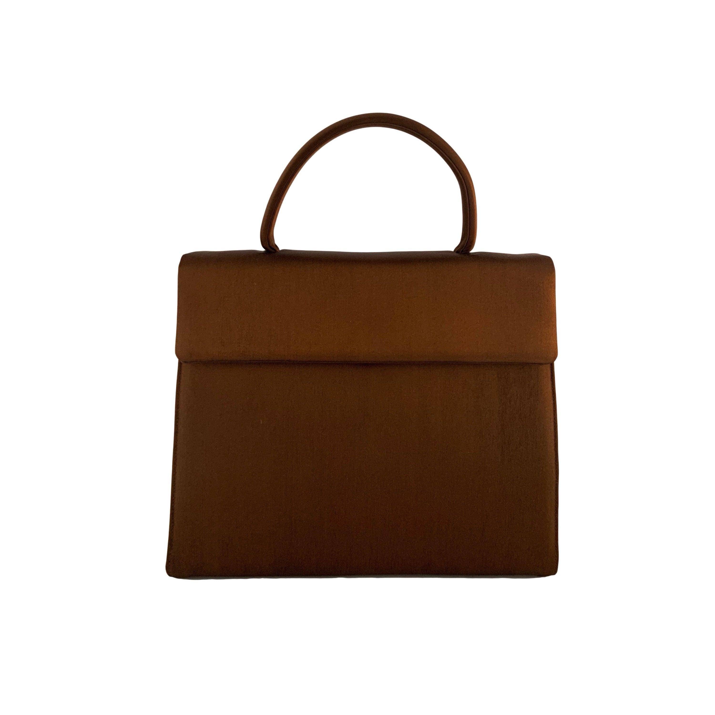 Treasures of NYC - Prada Brown Satin Structured Top Handle