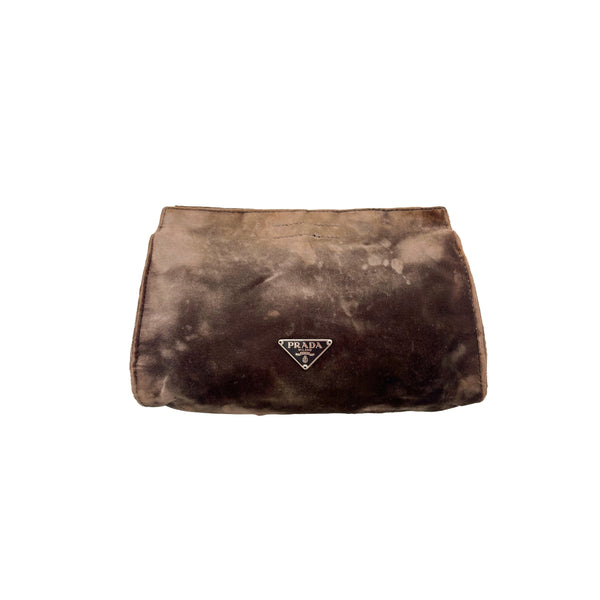 Prada Brown Velvet Clutch - Handbags