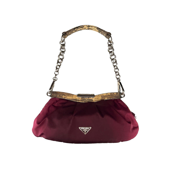 Prada Burgundy Ombre Chain Shoulder Bag - Handbags