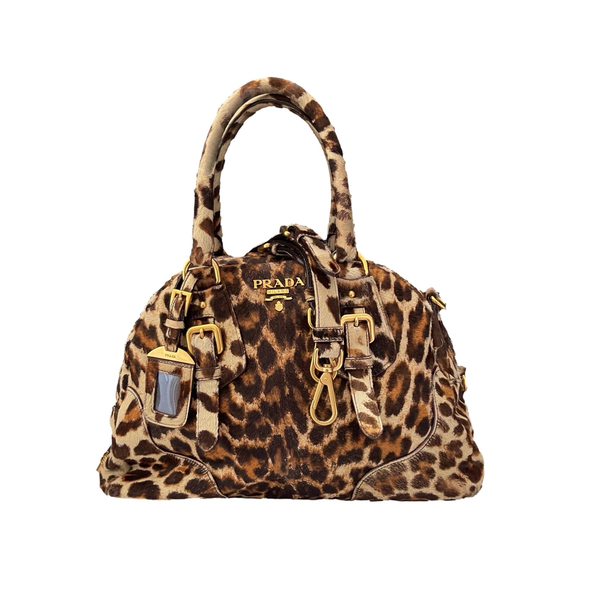 Prada Cheetah Calf Hair Bowling Bag - Handbags