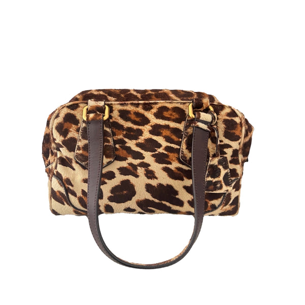 Prada Cheetah Calf Hair Double Strap Shoulder Bag - Handbags