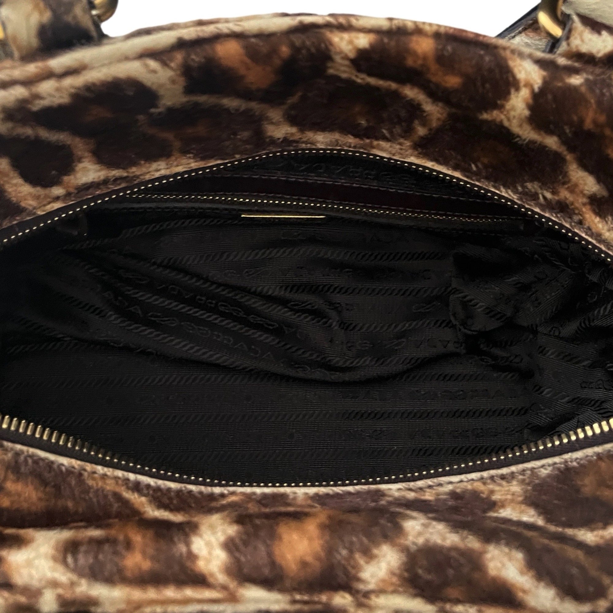 Prada Cheetah Calf Hair Double Strap Shoulder Bag - Handbags