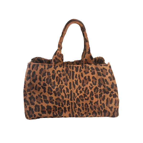 Prada Cheetah Calf Hair Jumbo Top Handle - Handbags