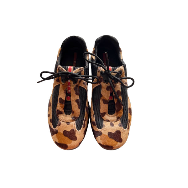 Prada Cheetah Calf Hair Sneakers - Shoes