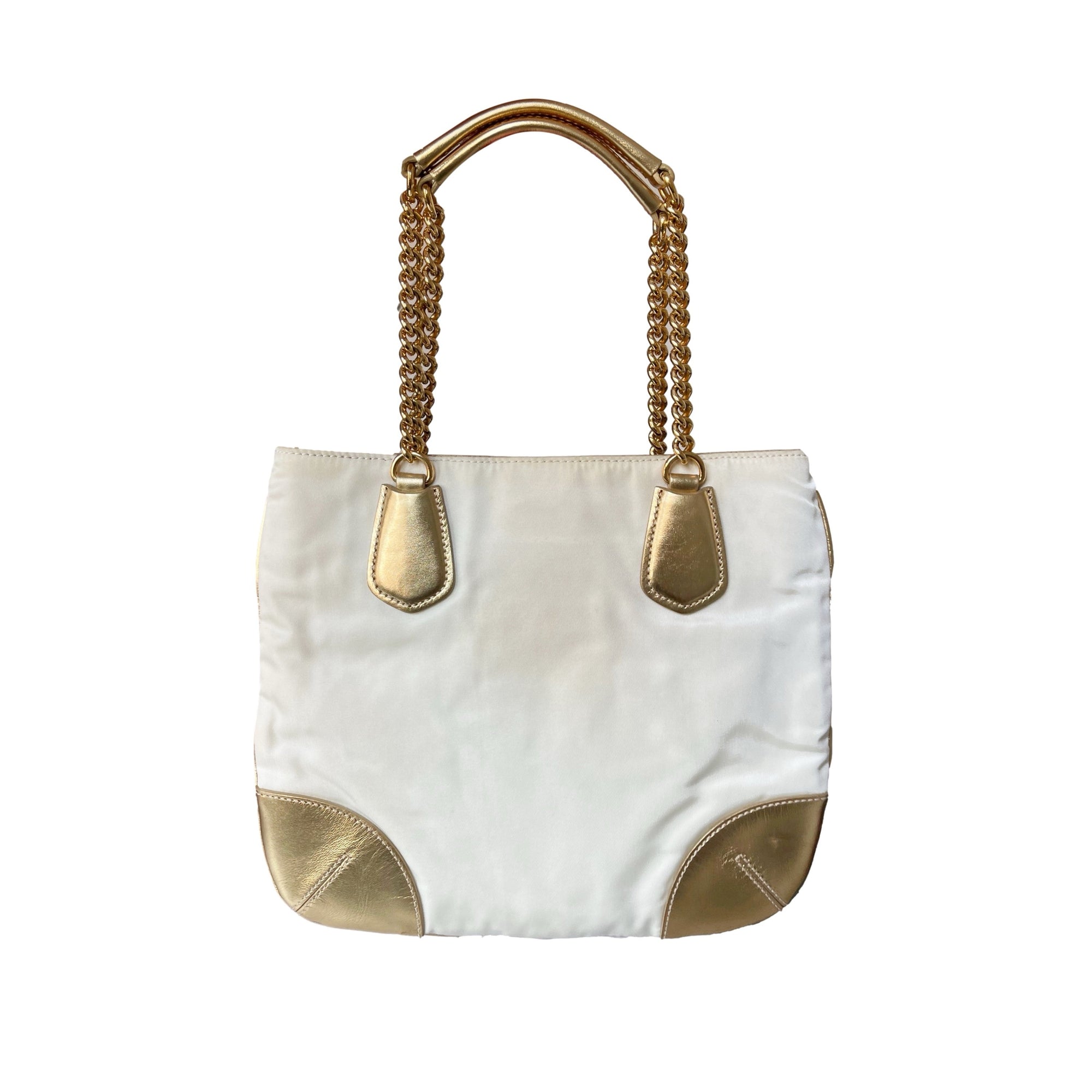 Prada Cream Chain Shoulder Bag - Handbags