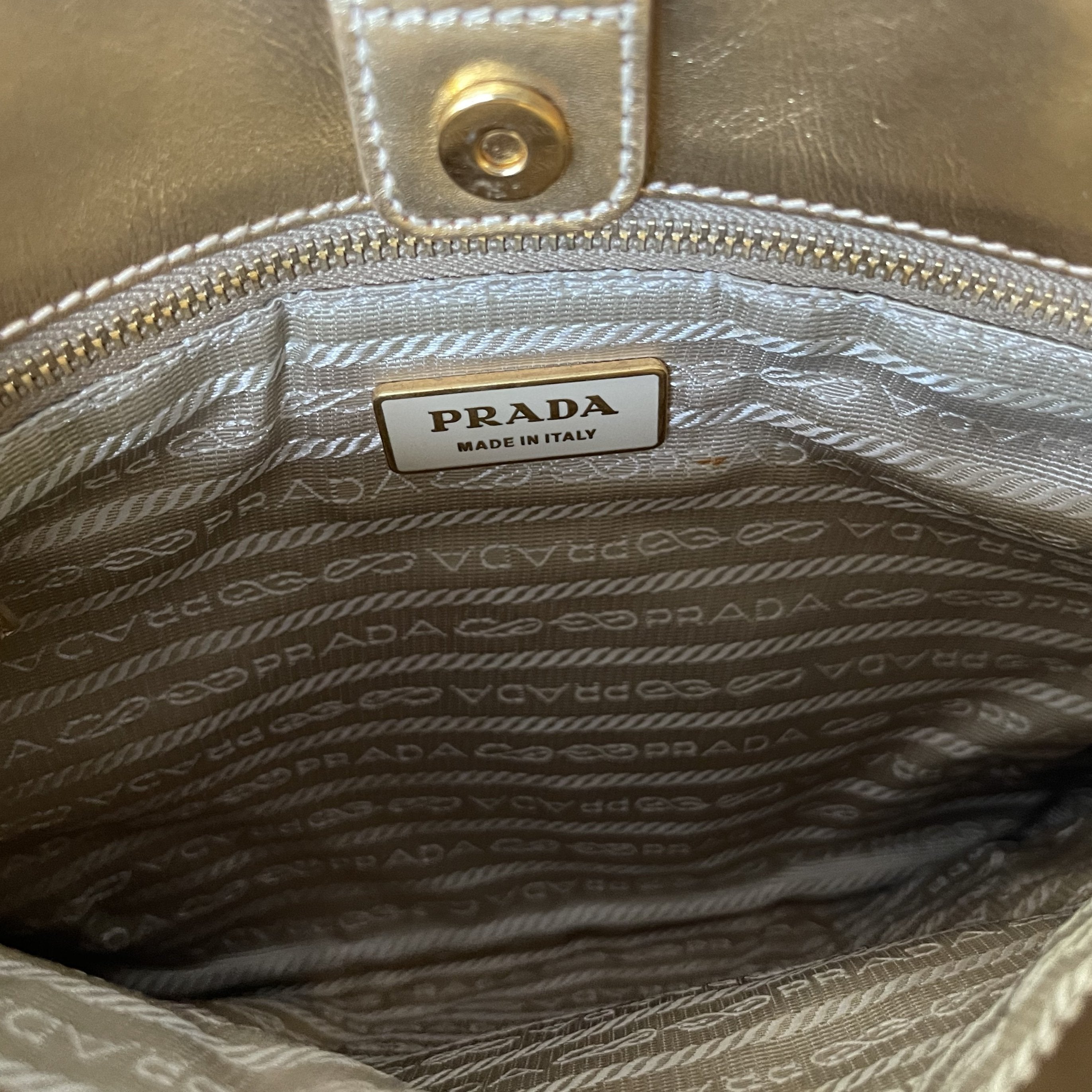 Vintage Prada Beige Nylon Print Shoulder Bag – Treasures of NYC
