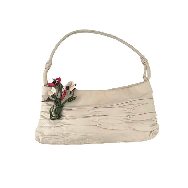 Prada Cream Floral Shoulder Bag - Handbags