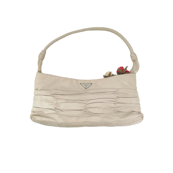 Prada Cream Floral Shoulder Bag - Handbags