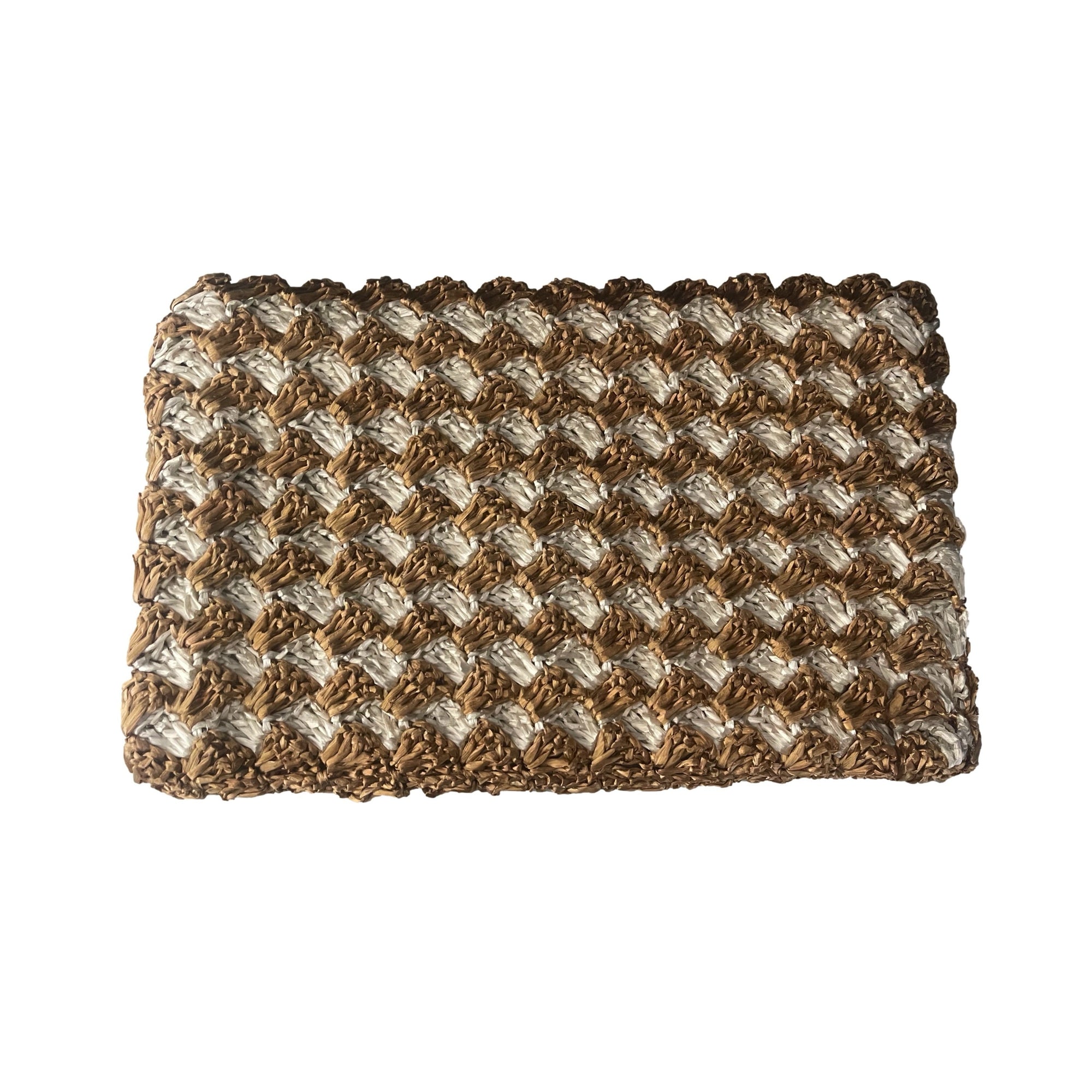 Prada Gold Raffia Woven Clutch - Handbags