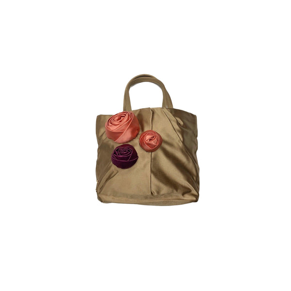Prada Gold Satin Mini Top Handle Bag - Handbags