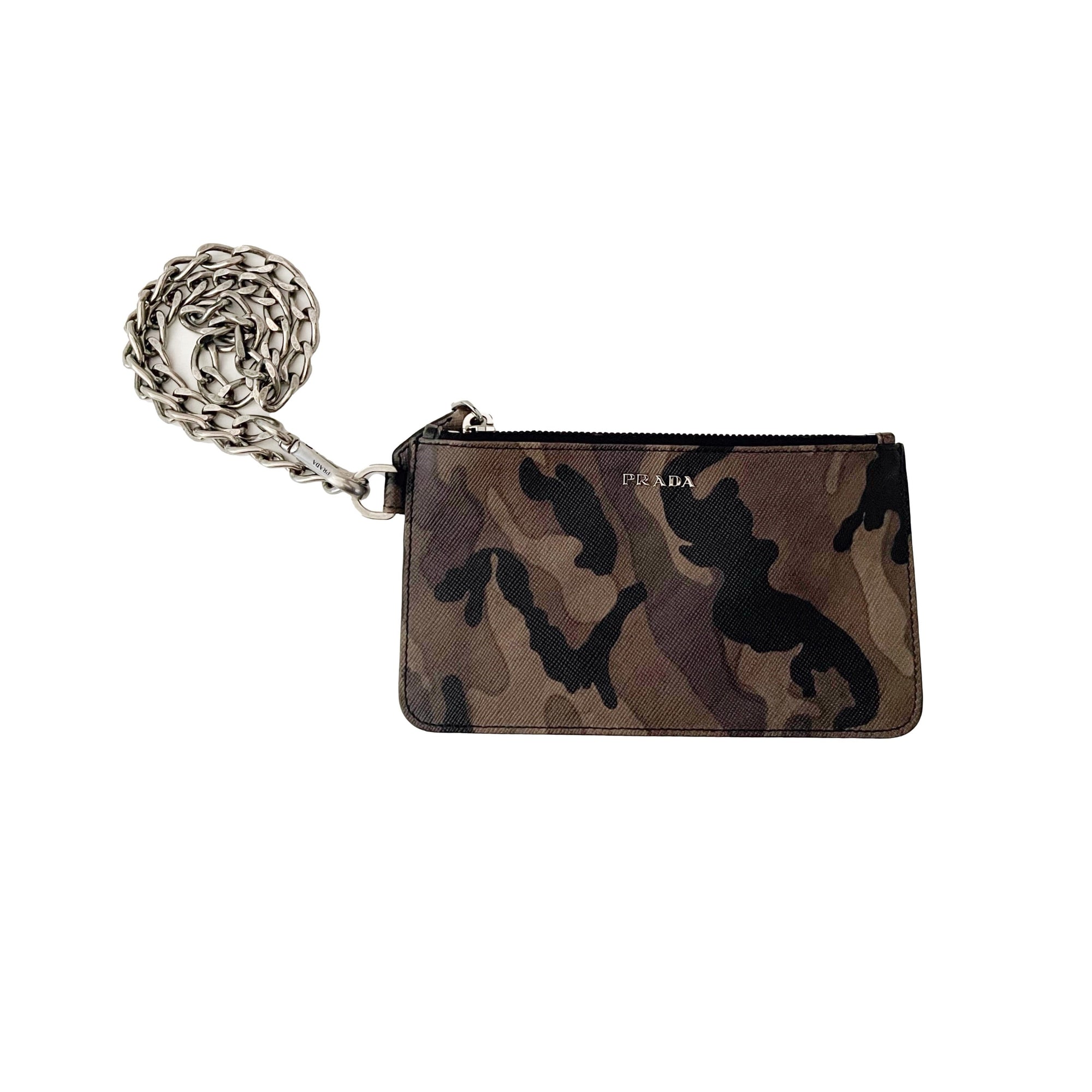 Prada Green Camo Chain Wristlet - Accessories