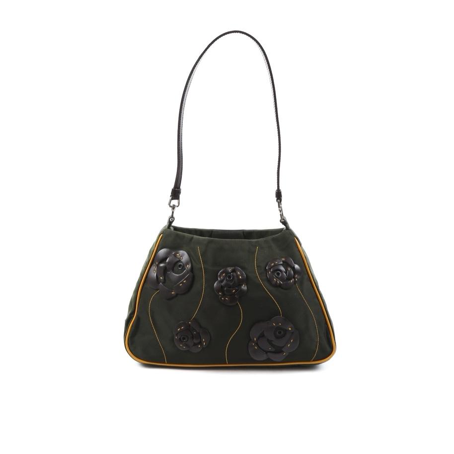 Prada Green Floral Nylon Shoulder Bag - Handbags