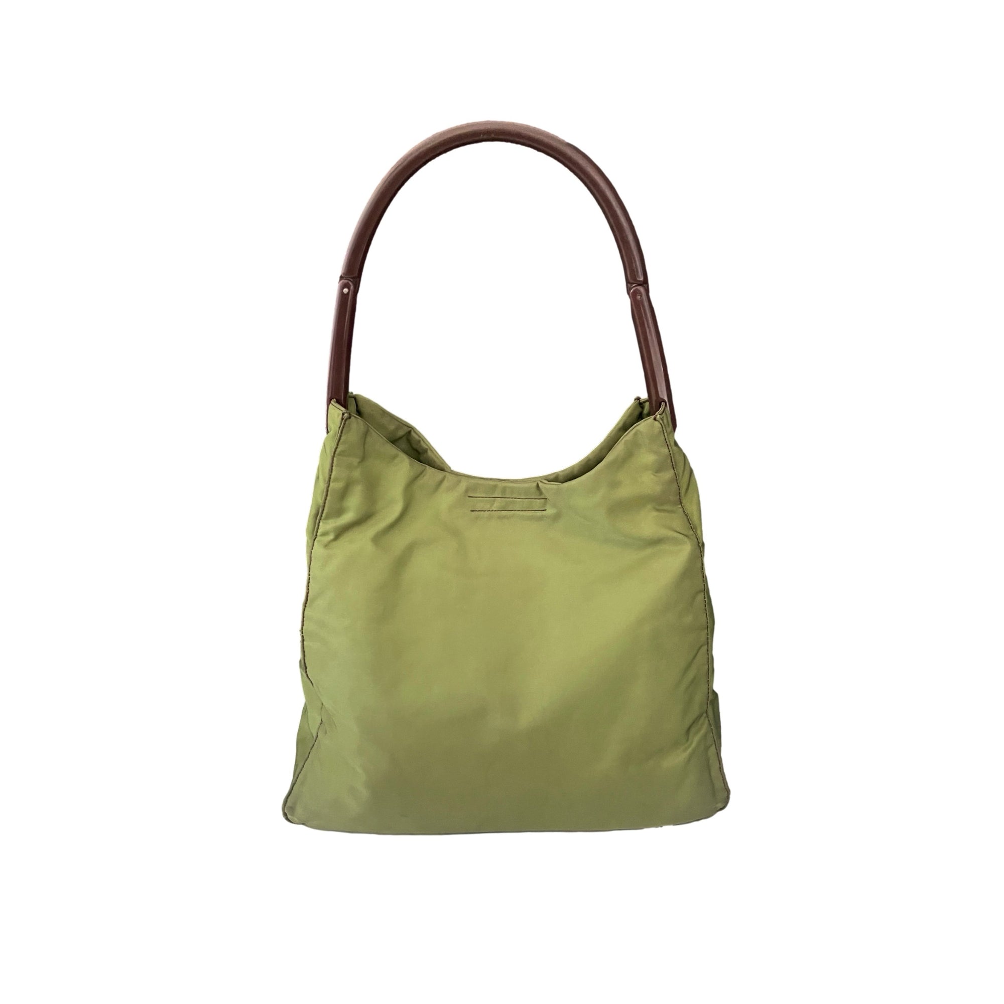 Prada Green Nylon Shoulder Bag - Handbags