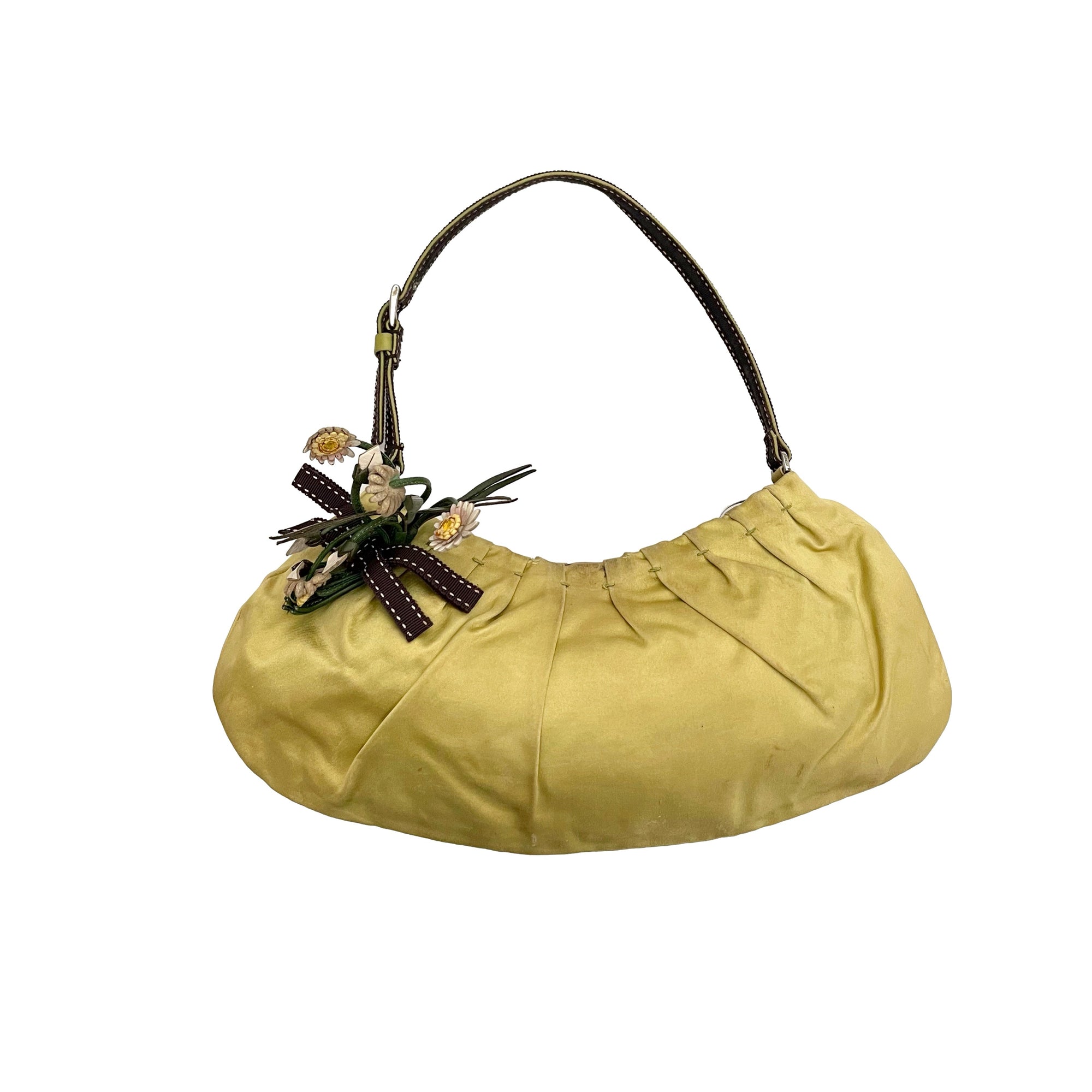 Prada Green Silk Shoulder Bag - Handbags