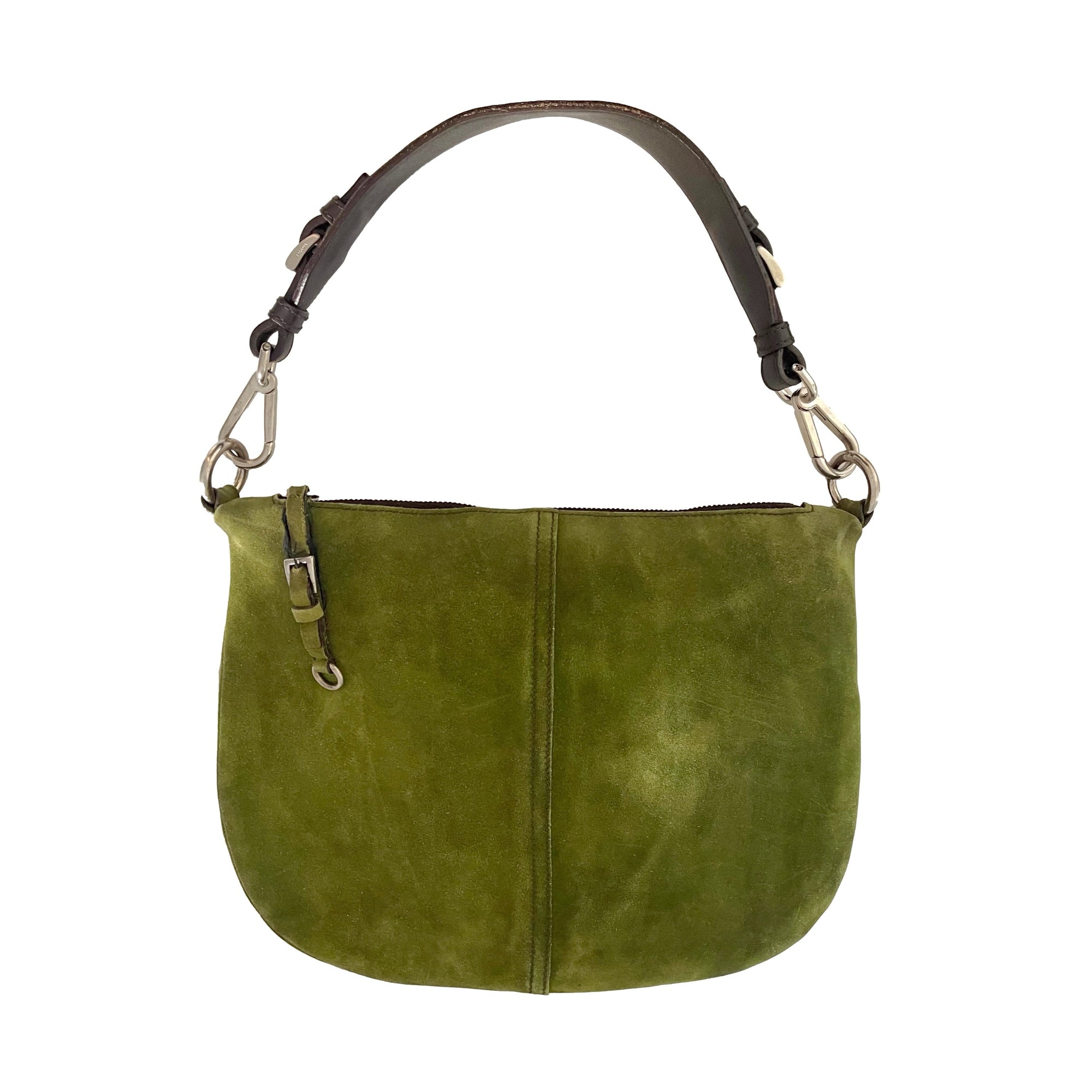 Prada Green Suede Shoulder Bag - Handbags