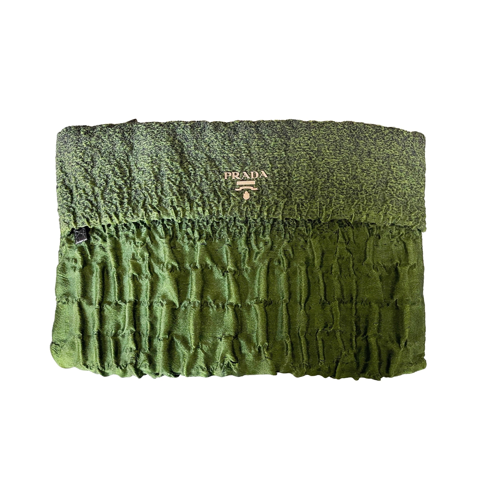 Prada Green Textured Jumbo Clutch - Handbags