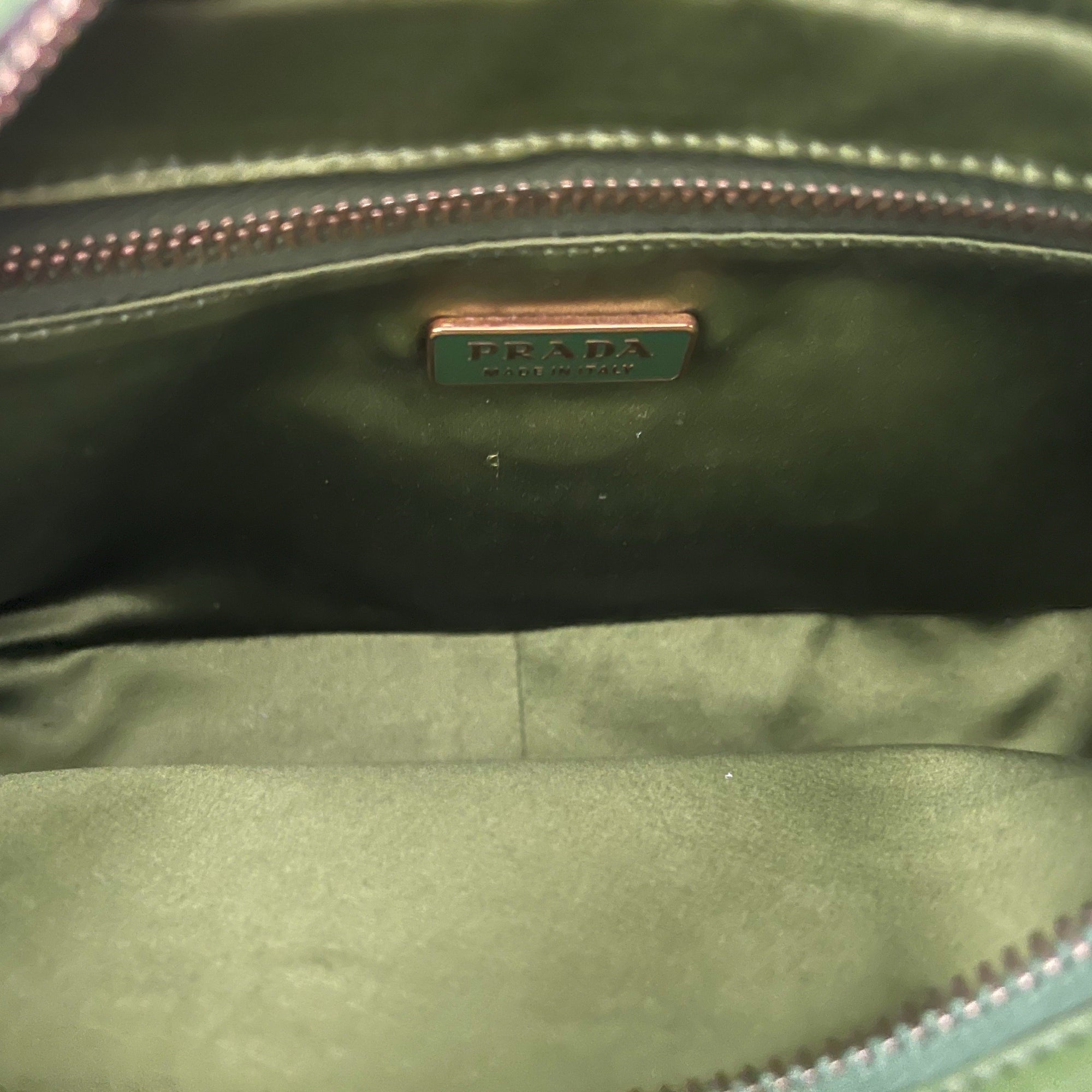 Prada Green Woven Mini Top Handle - Handbags