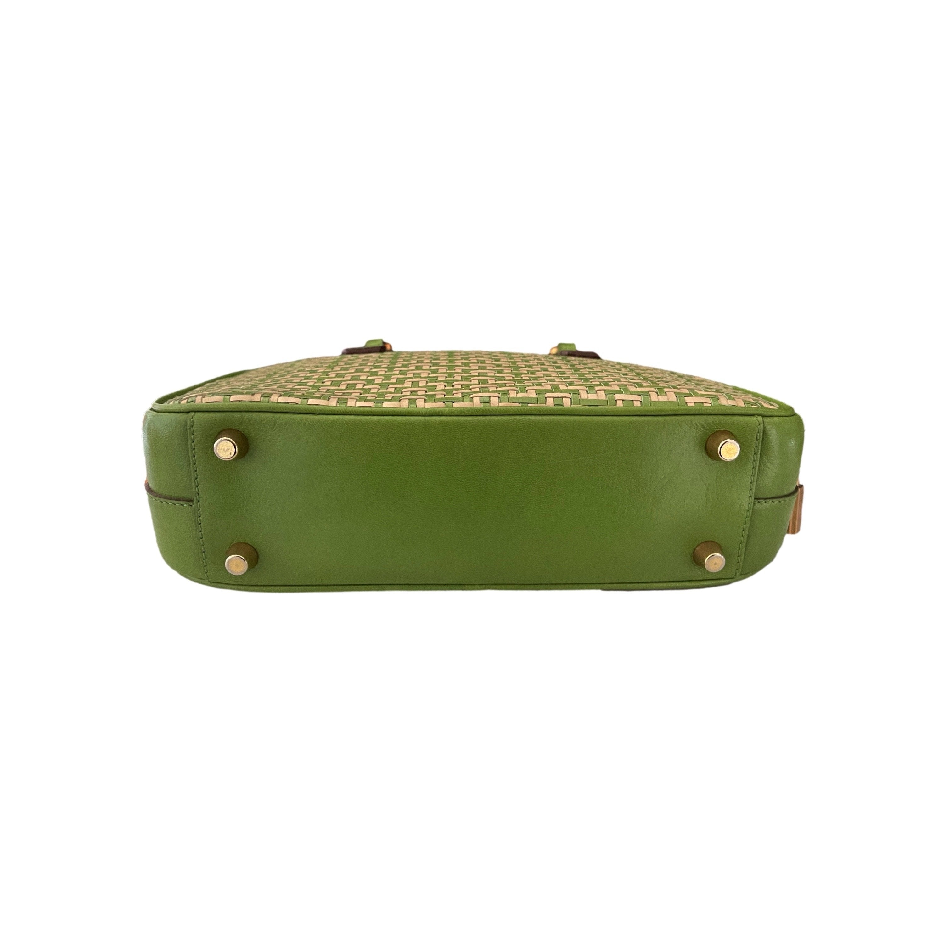 Treasures of NYC - Prada Green Woven Mini Top Handle