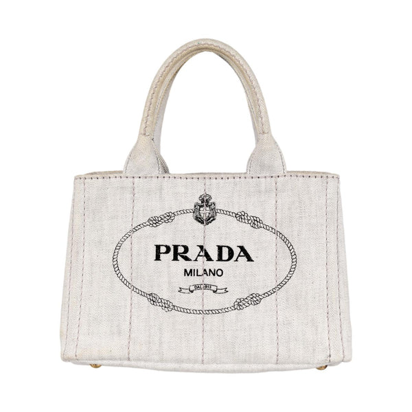 Prada Grey Small Canapa Tote - Handbags