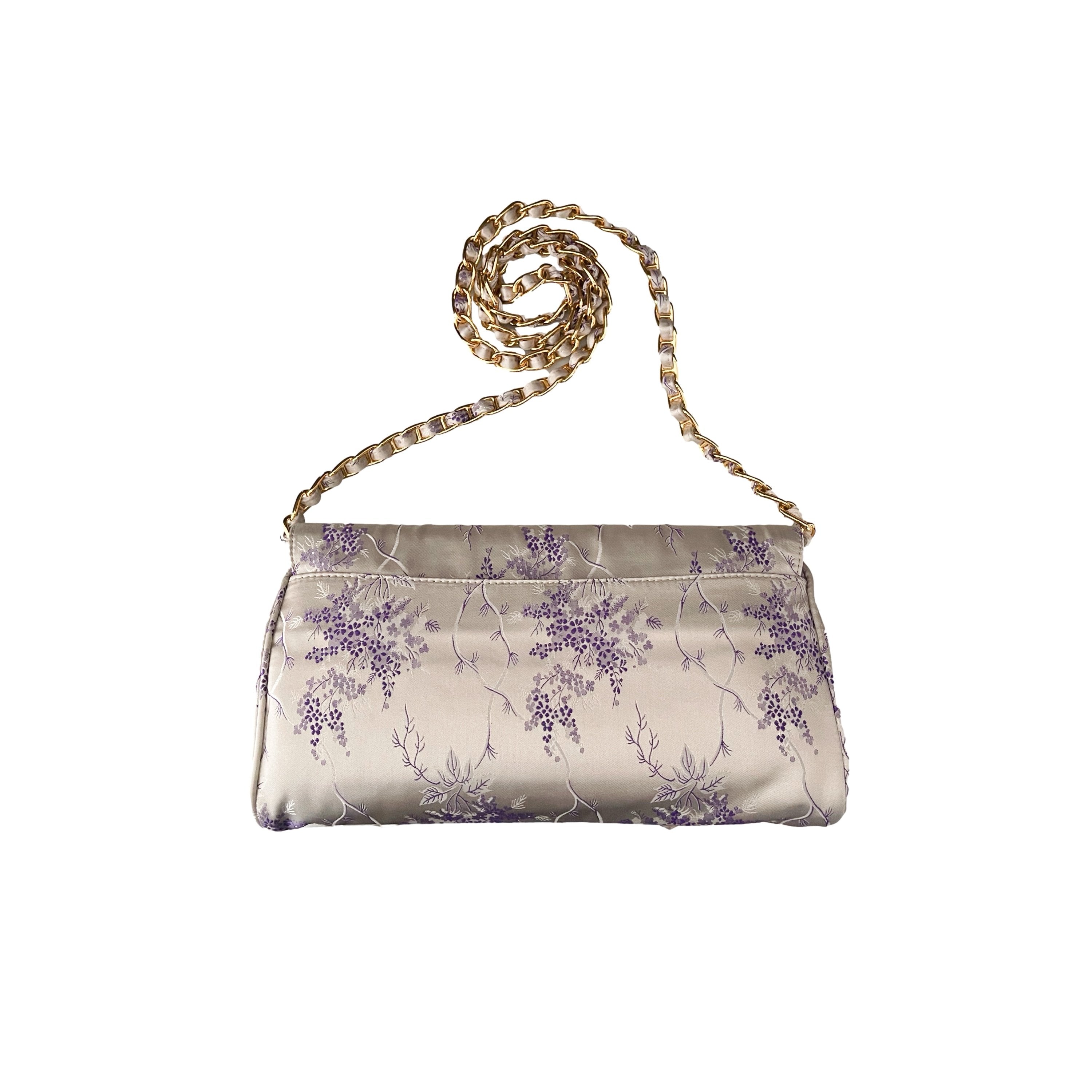 Treasures of NYC - Prada Lilac Floral Satin Chain Bag
