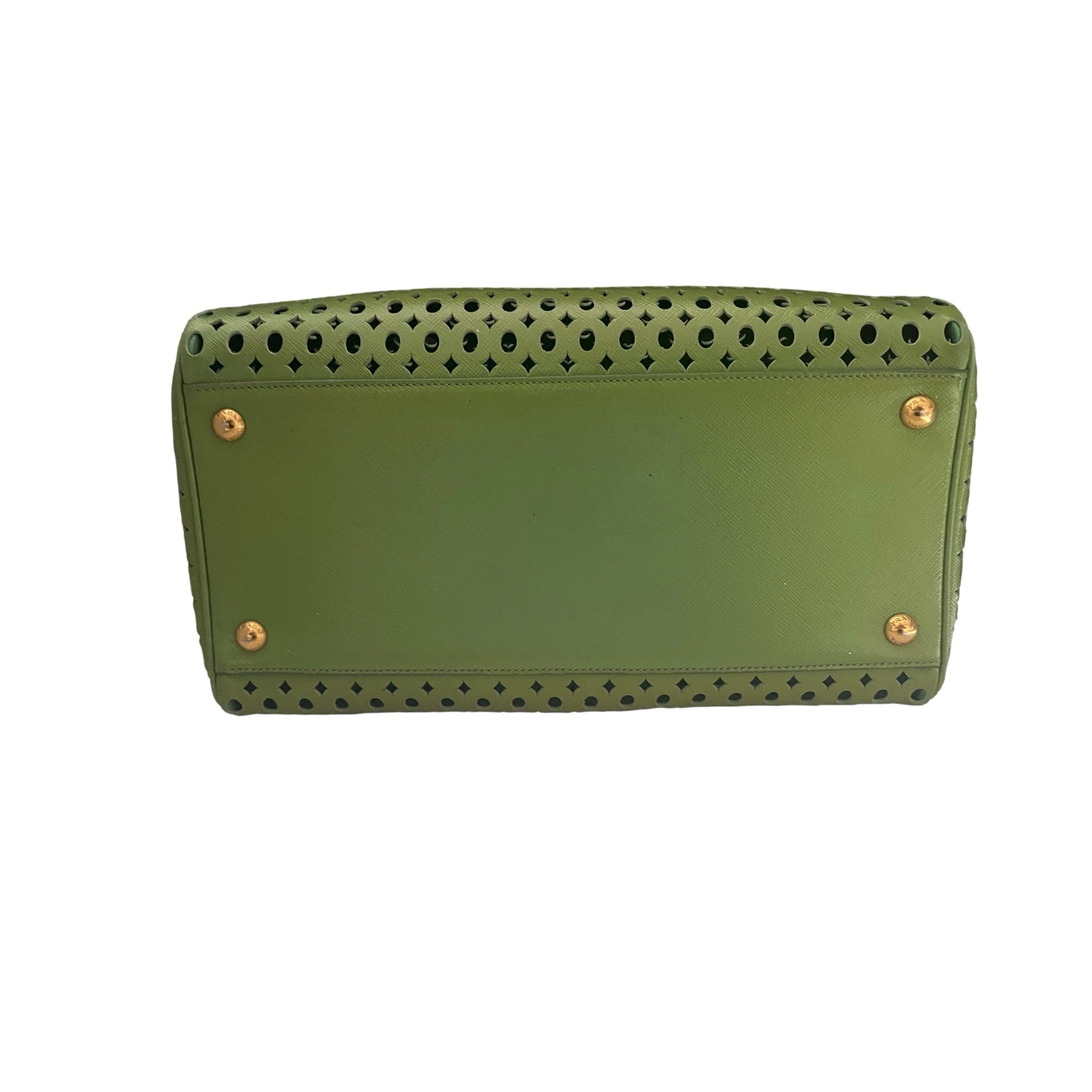 Prada Lime Green Perforated Satchel - Handbags