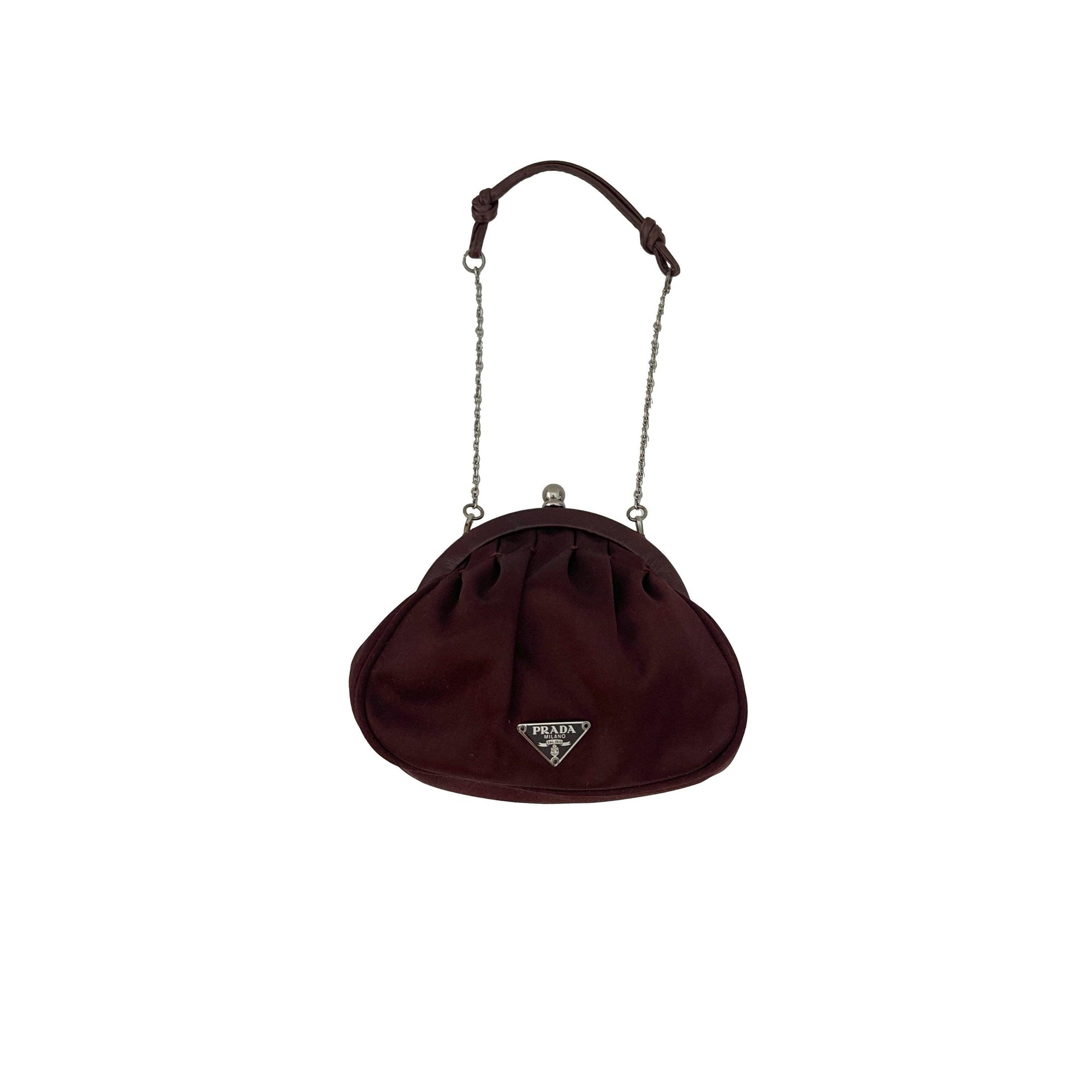 Prada Maroon Mini Chain Bag - Handbags