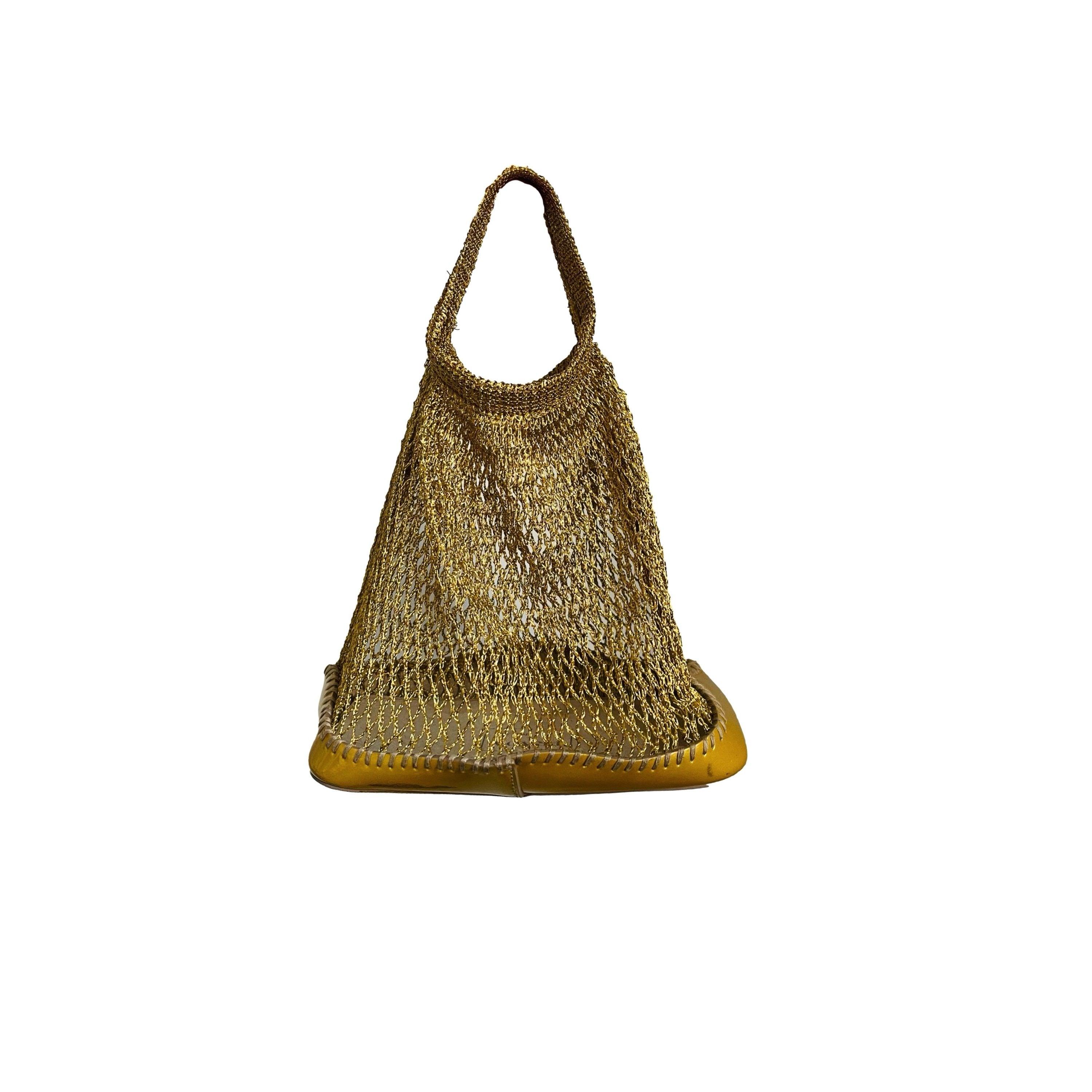 PRADA ゴールドメッシュバッグ Treasures of NYC - Prada Metallic Yellow Net Micro Bag