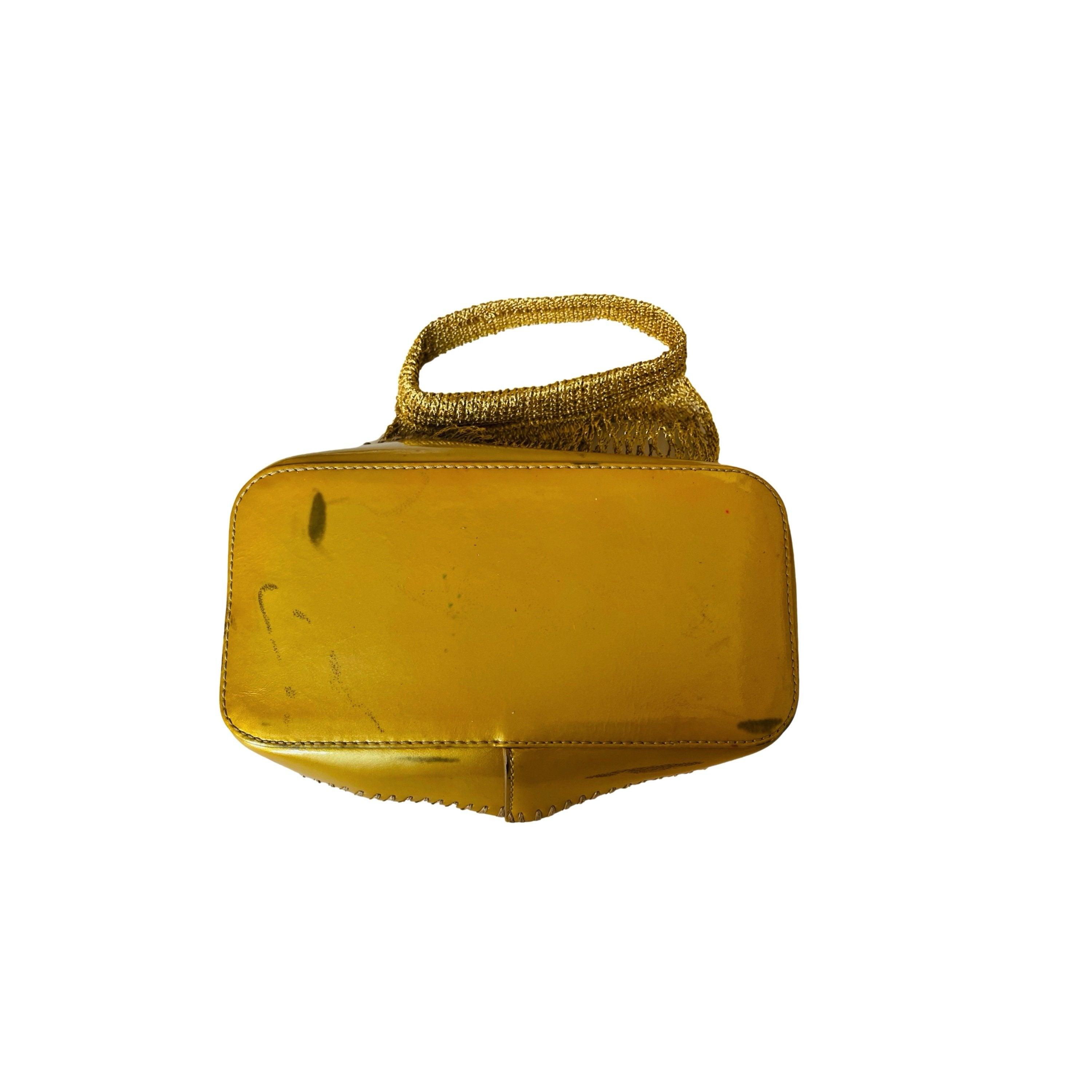 Treasures of NYC - Prada Metallic Yellow Net Micro Bag