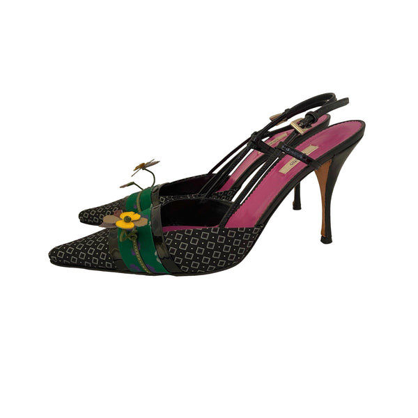 Prada Multicolor Floral Slingback Heels - Shoes
