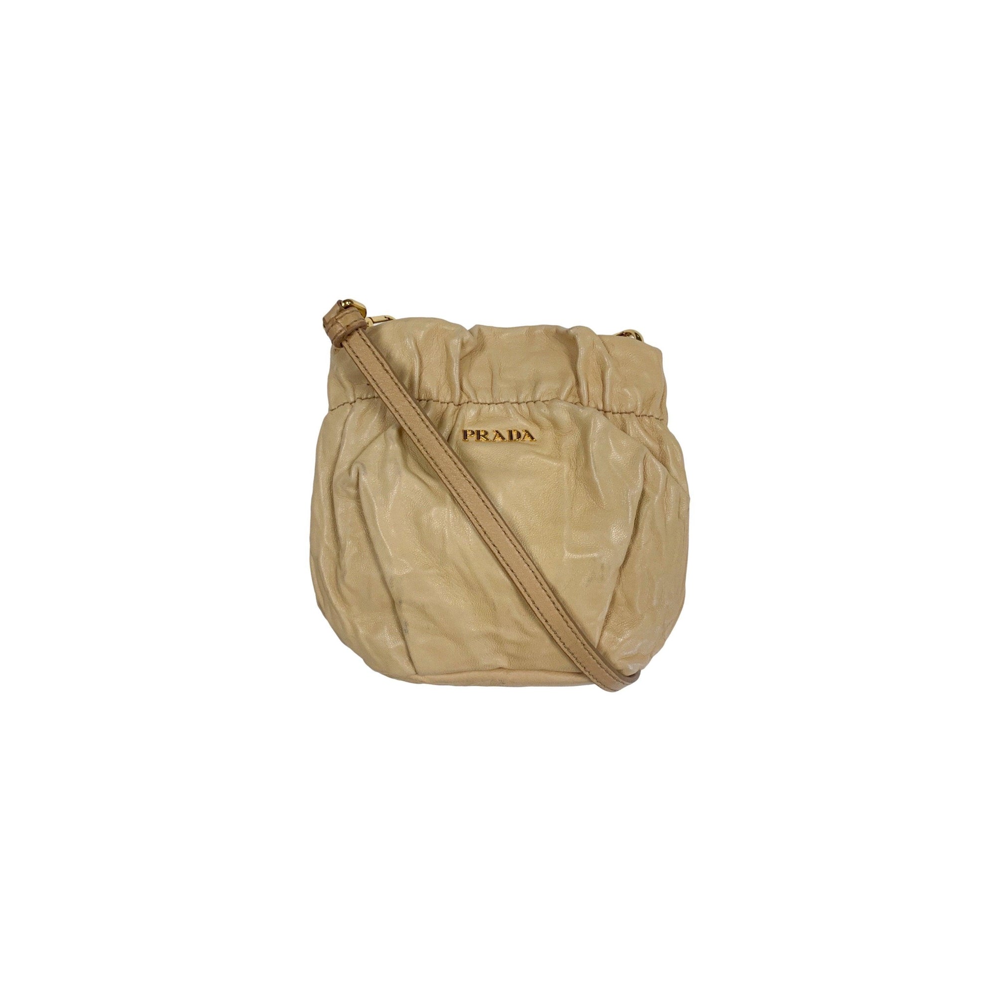 Prada Nude Leather Mini Crossbody - Handbags