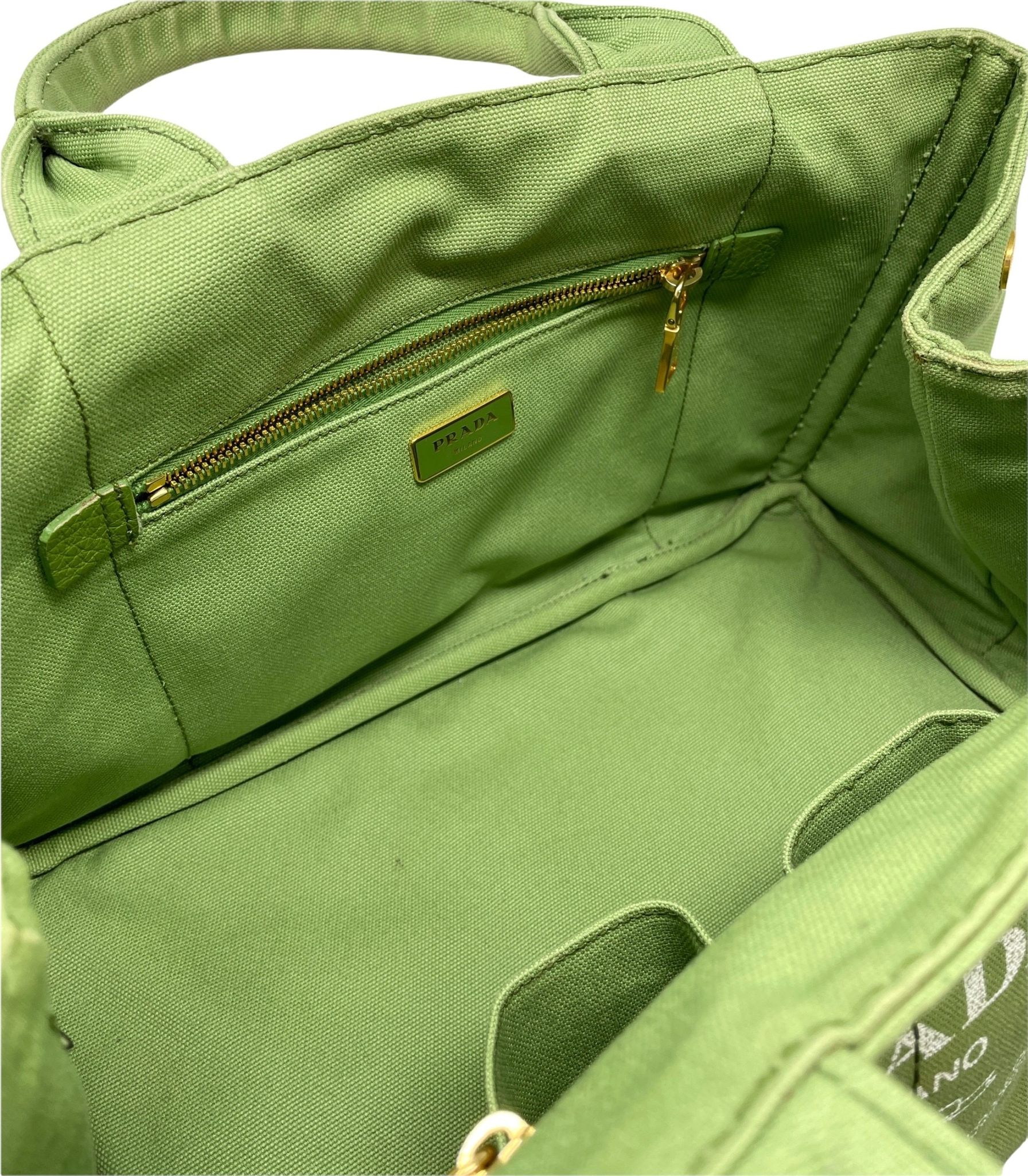 Prada Olive Green Canvas Tote - Handbags