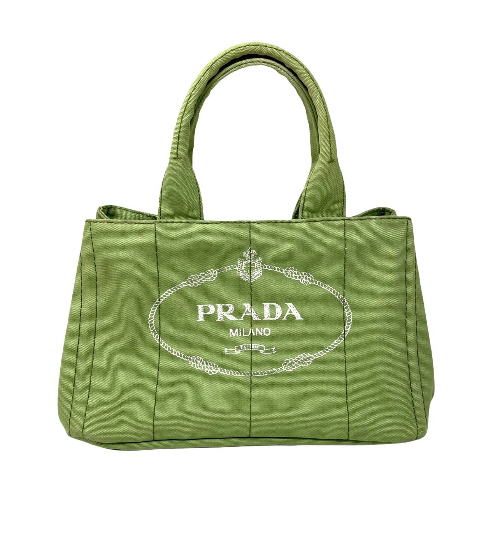 Prada Olive Green Canvas Tote - Handbags