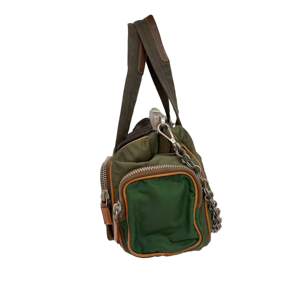Prada Olive Nylon Chain Shoulder Bag - Handbags
