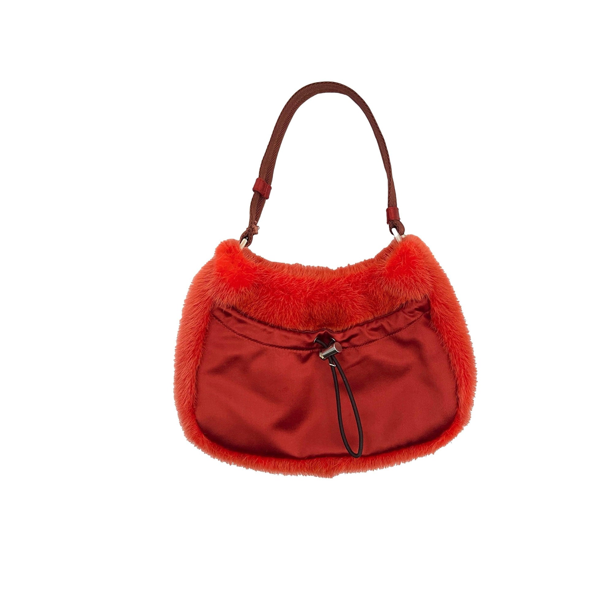 Prada Orange Fur Shoulder Bag - Handbags