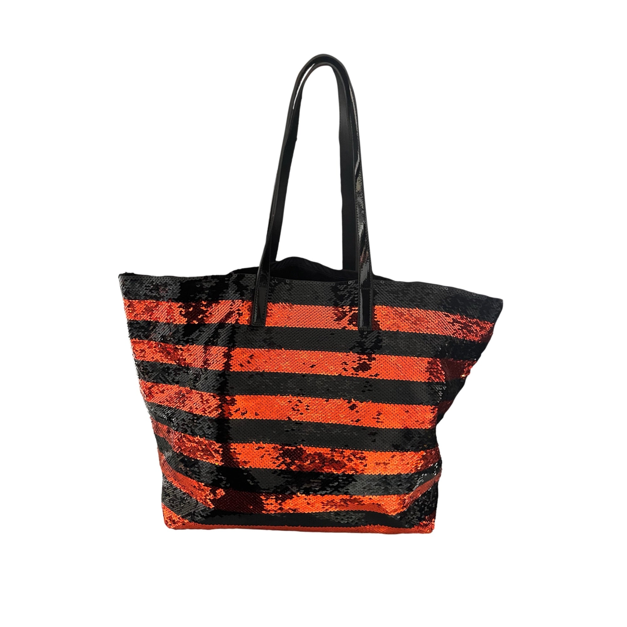 Prada Orange Sequin Stripe Tote Bag - Handbags