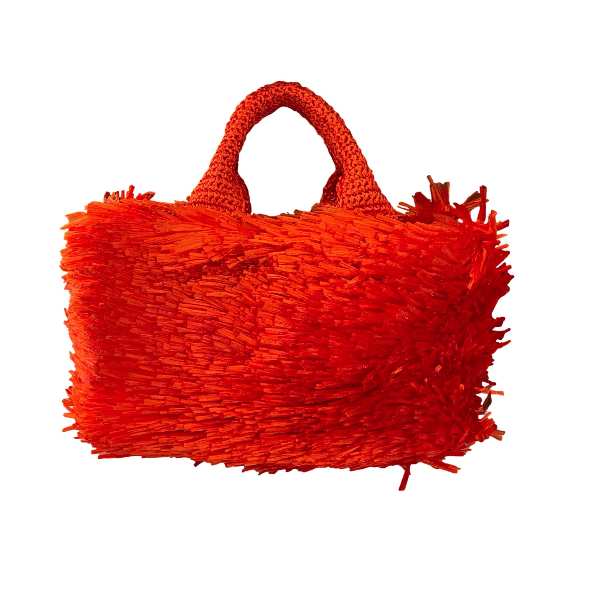 Prada Orange Textured Jumbo Top Handle Bag - Handbags