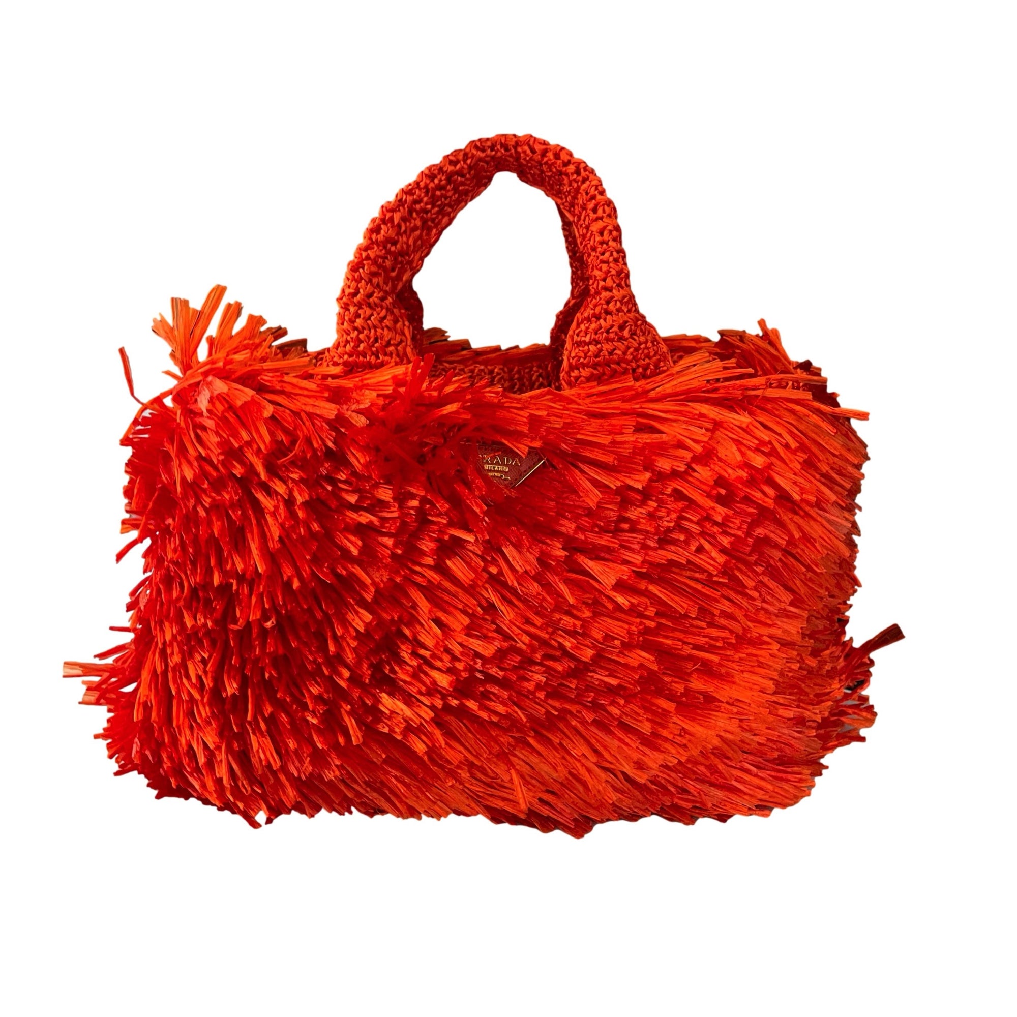 Prada Orange Textured Jumbo Top Handle Bag - Handbags