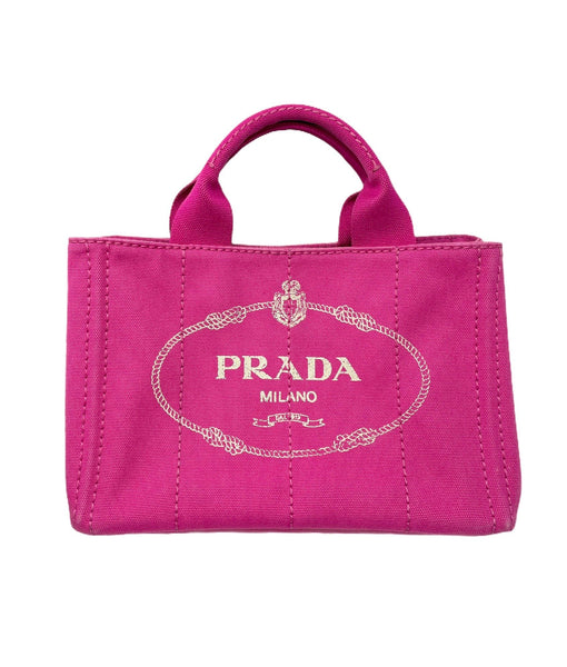Prada Tote Bag Canapa Pink Canvas