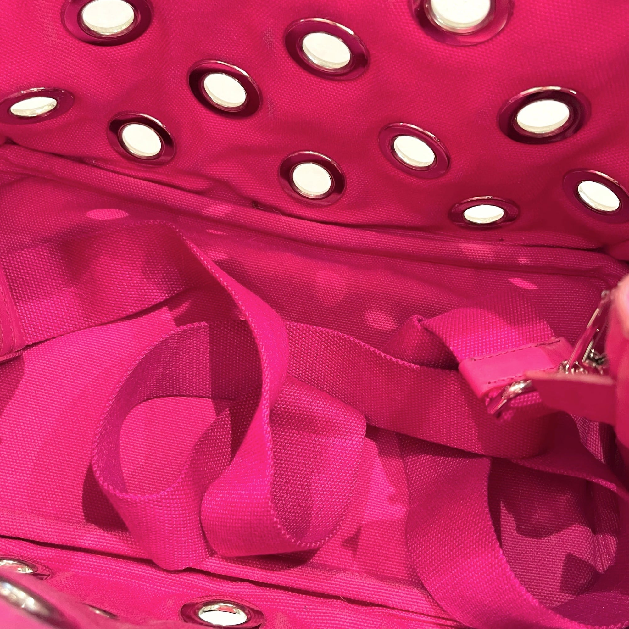 Prada Pink Canvas Gromet Beg - Handbags
